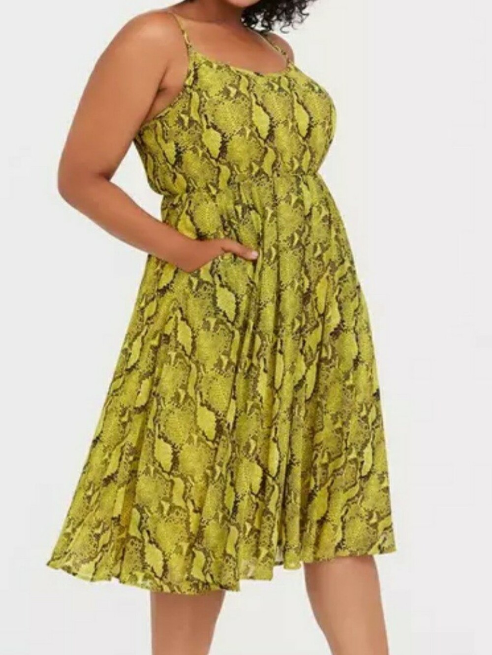 Torrid Yellow and Black Snake-Print Dress Size 3X